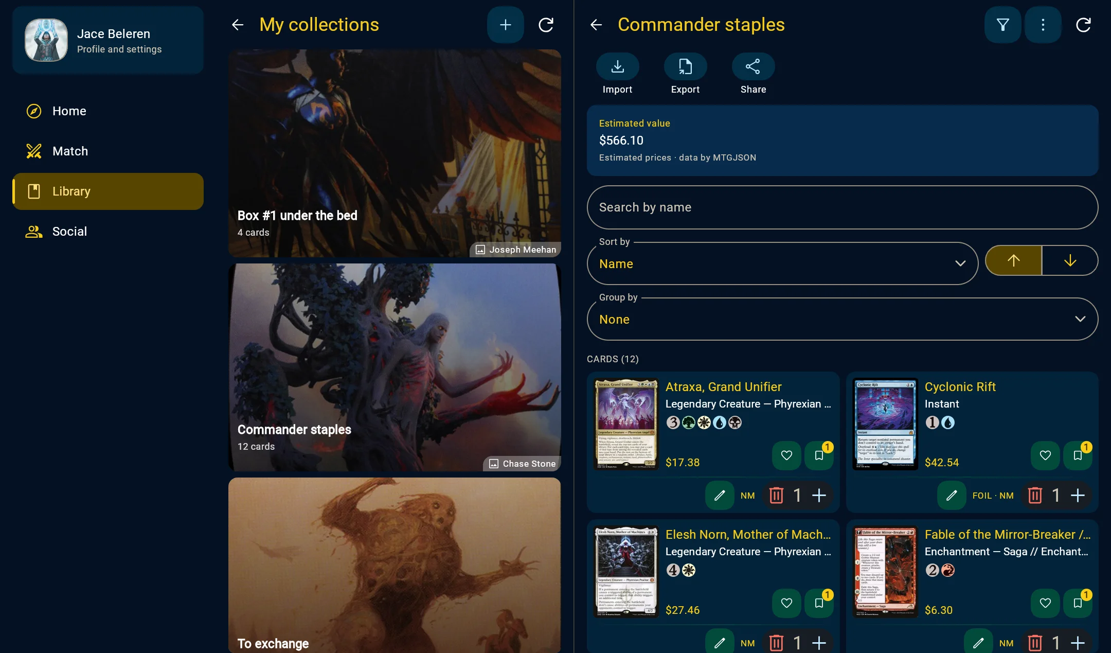 A collection on a computer