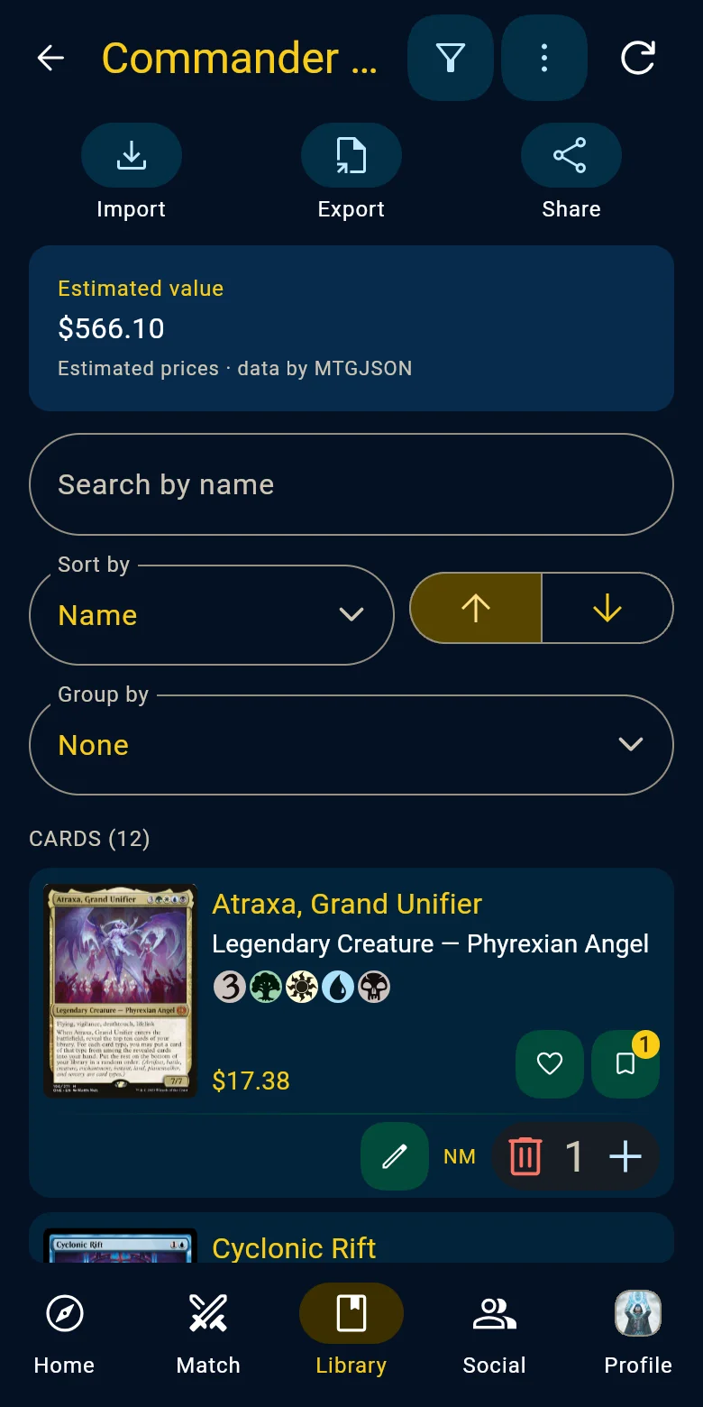 The same collection on a phone
