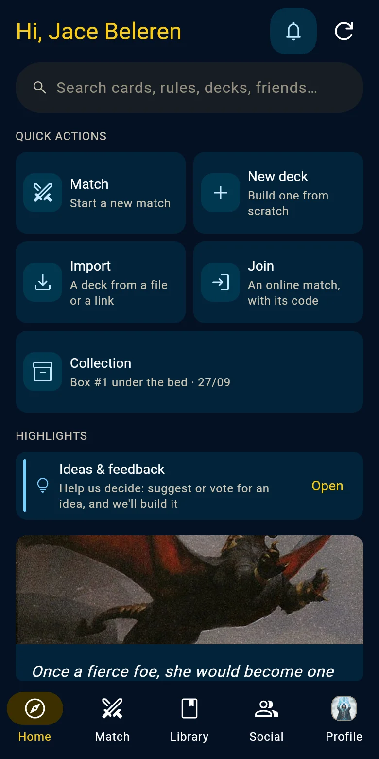 The Home on a phone