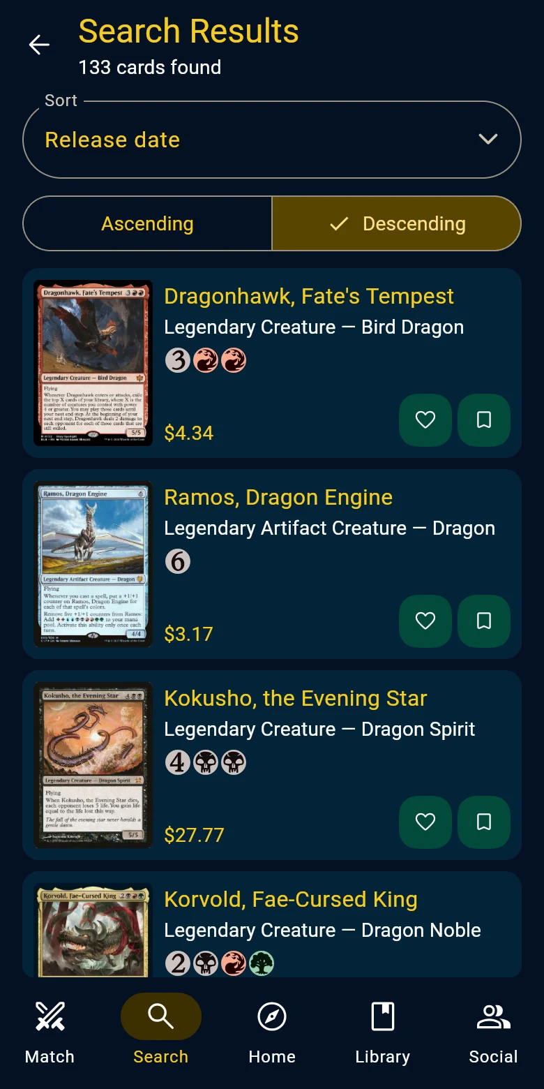Search results on a phone