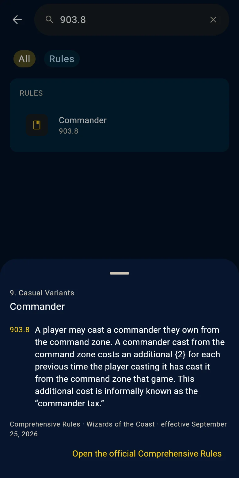 A rule found with the search