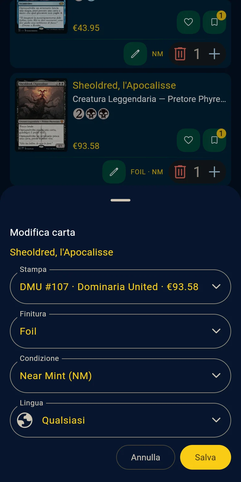 La modifica di una copia sul telefono