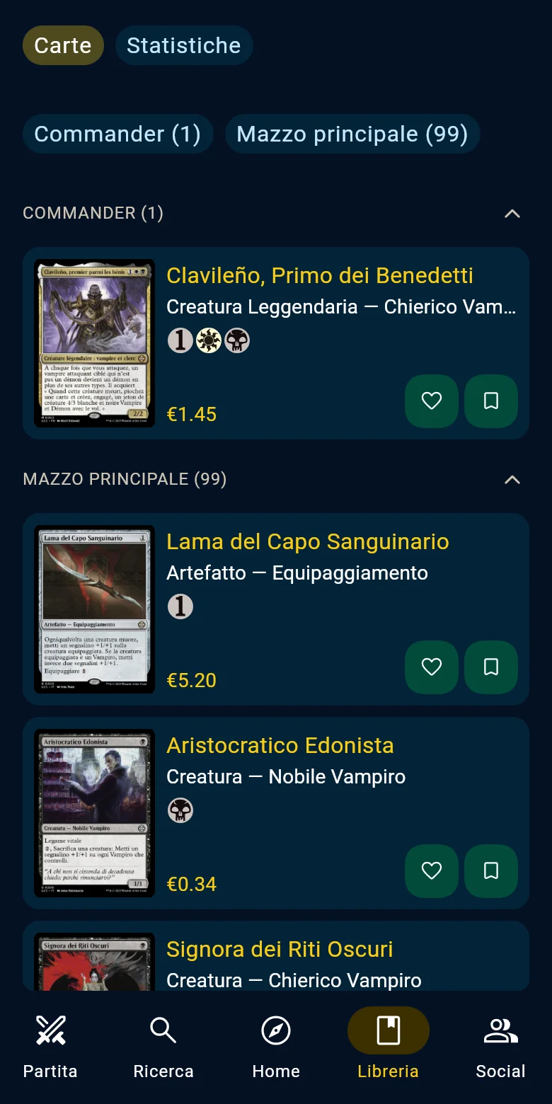 Lo stesso mazzo sul telefono