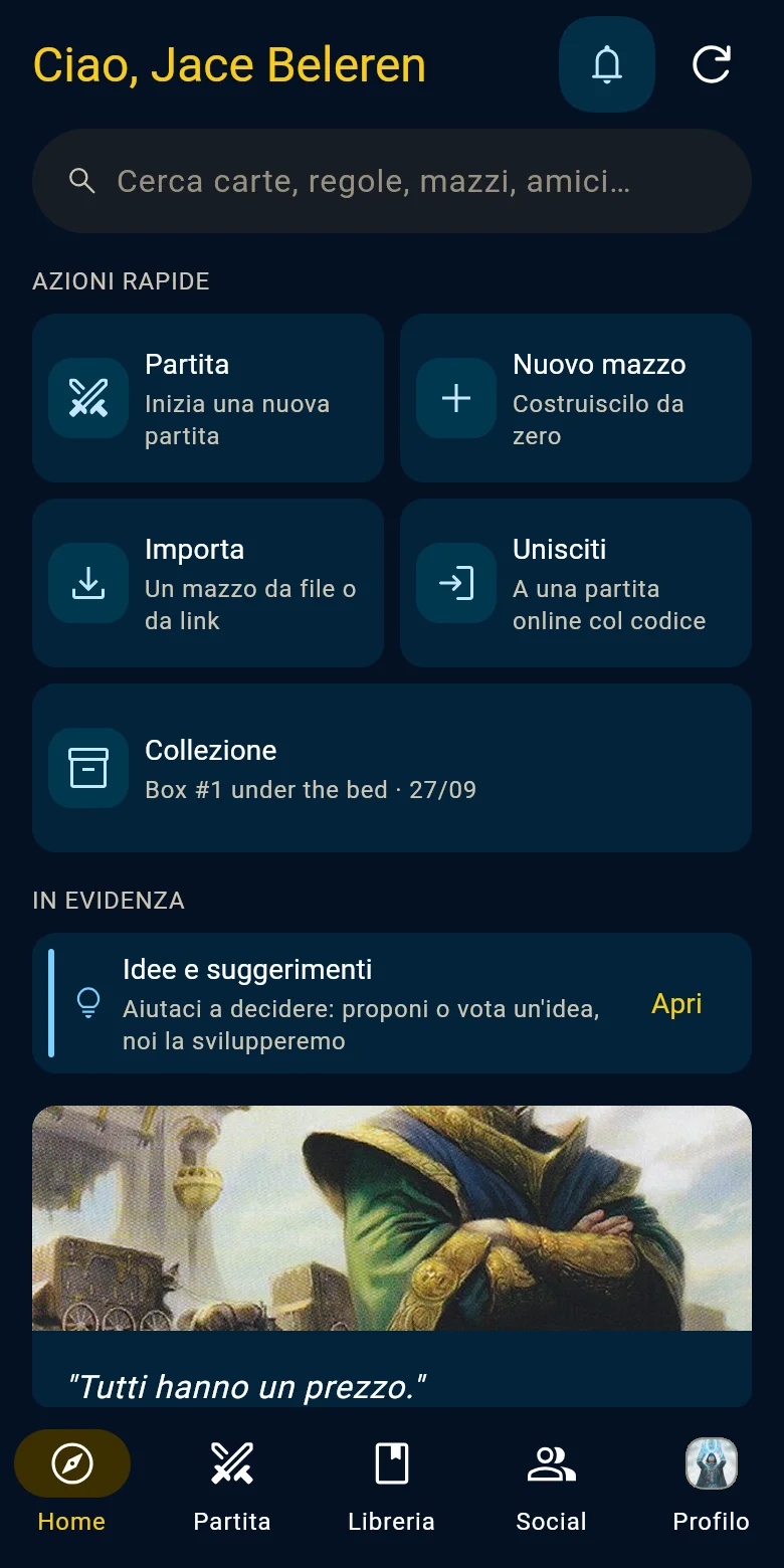 La Home sul telefono